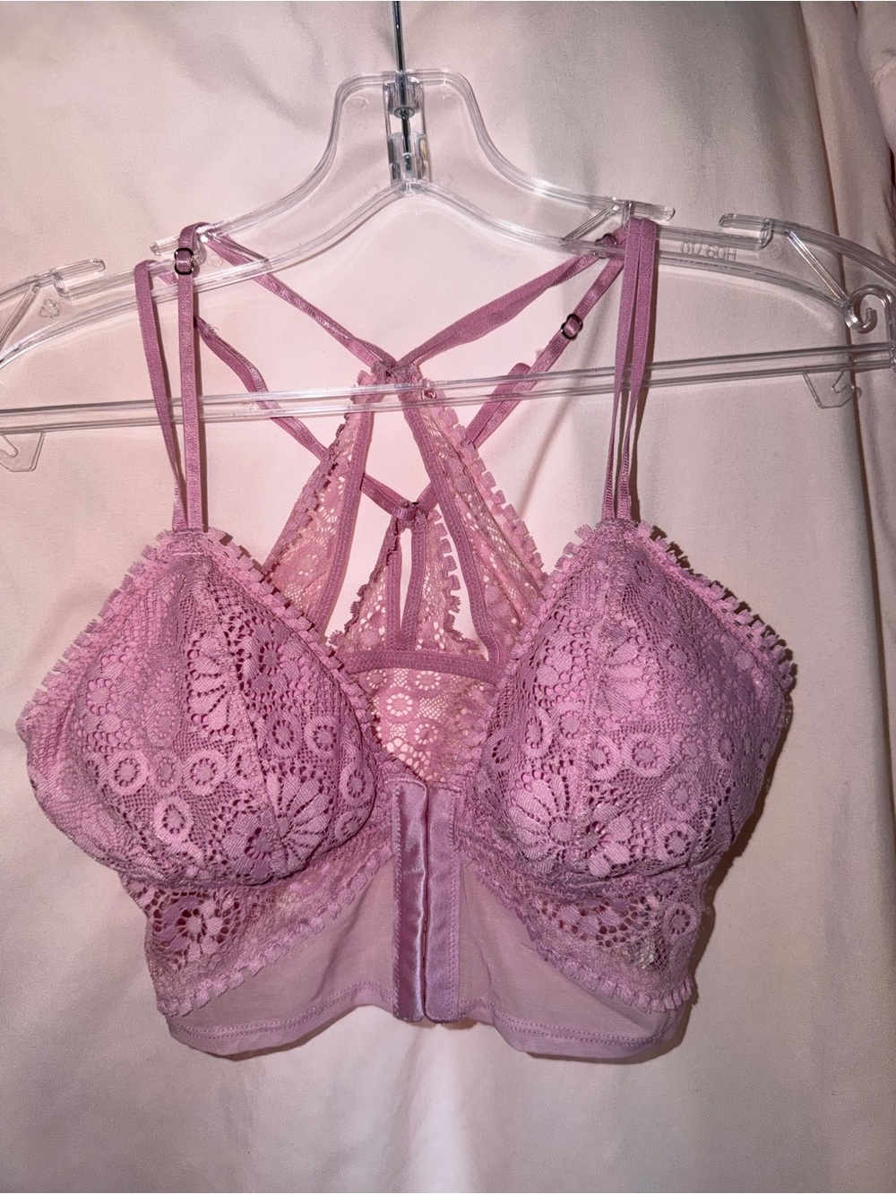 aerie Dusty Pink Lace Bralette with Strappy Back